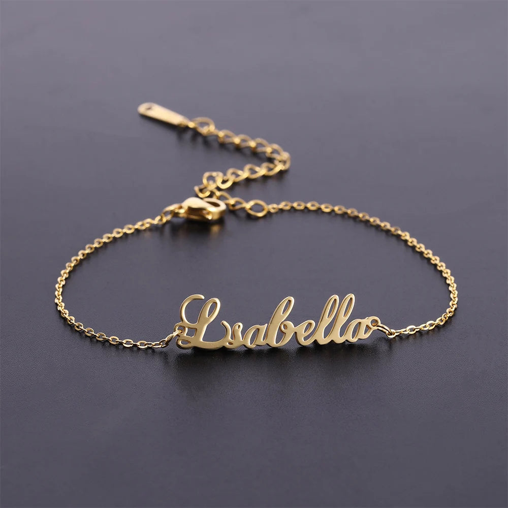Custom Name Anklet Bracelet for Women Personalized Stainless