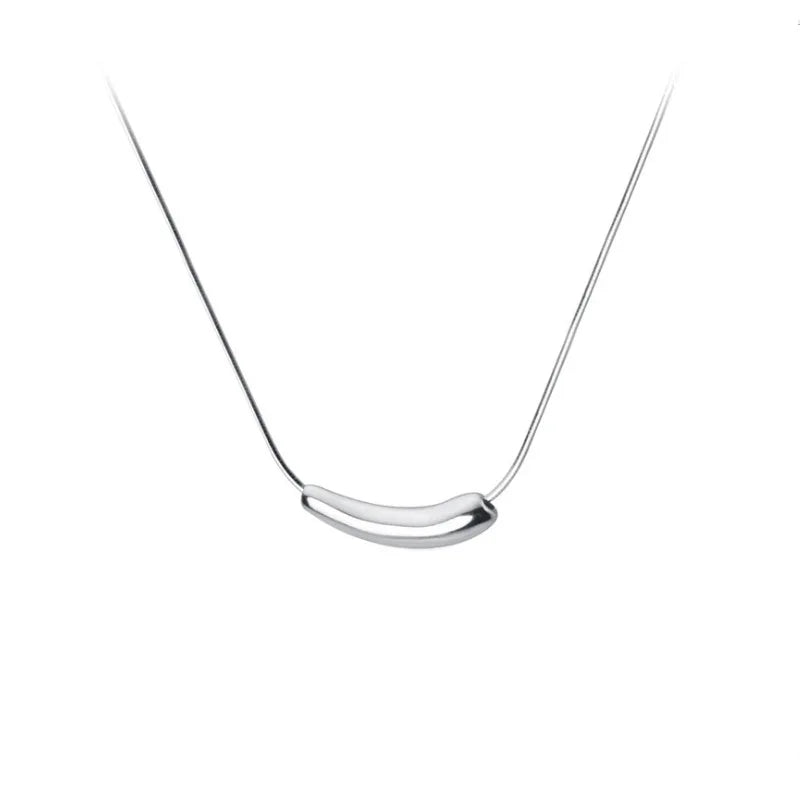 925 Sterling Silver Geometric Pipe Pendant Necklace Jewellery For Women