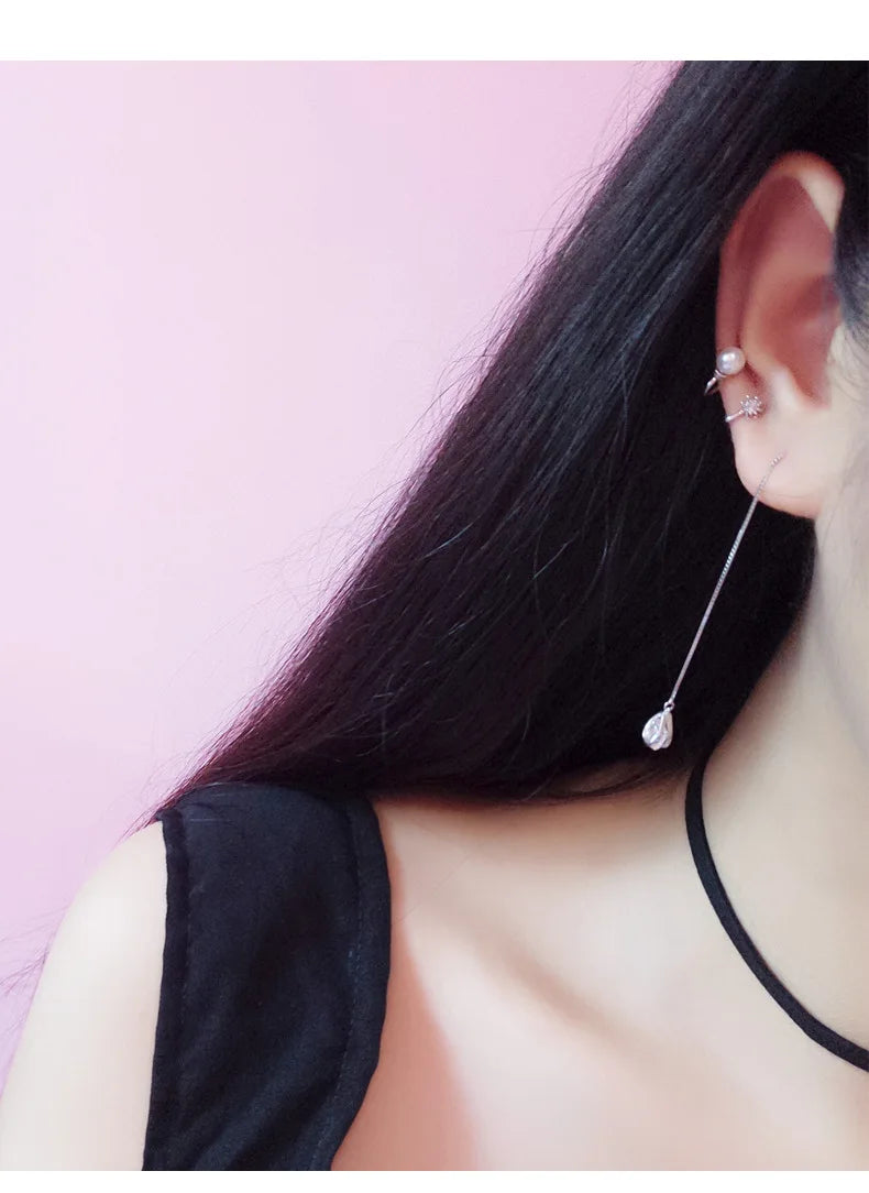 Hot Sale 925 Sterling Silver Long Water Drop Earrings for Women