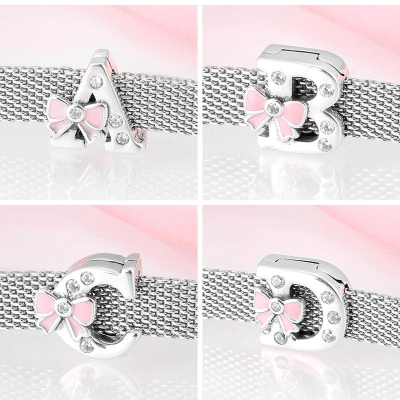 Top quality 925 Sterling Silver Letter A to Z Zircon clips Beads