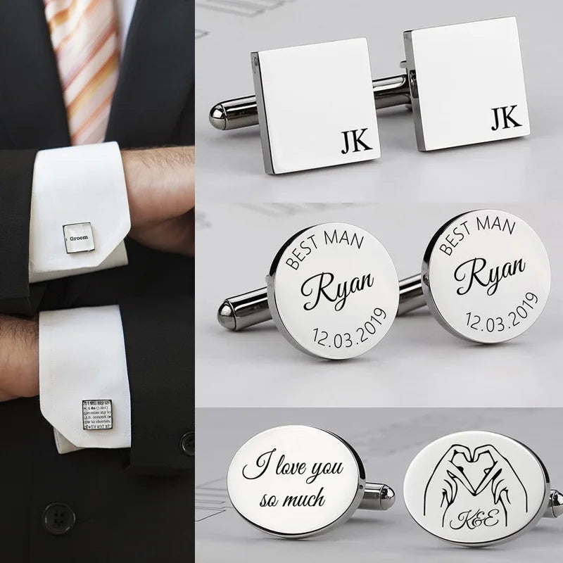 Personalized Men's Shirt Stainless Steel Cufflinks