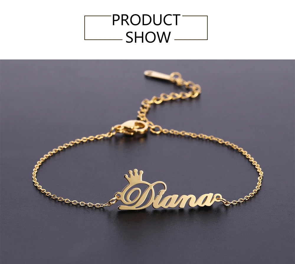 Custom Name Anklet Bracelet for Women Personalized Stainless