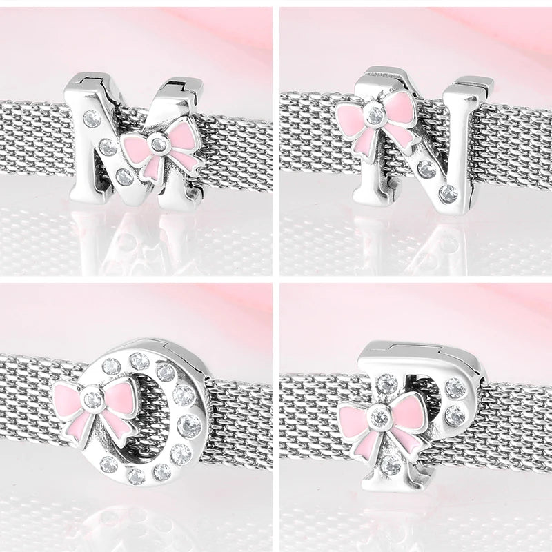 Top quality 925 Sterling Silver Letter A to Z Zircon clips Beads