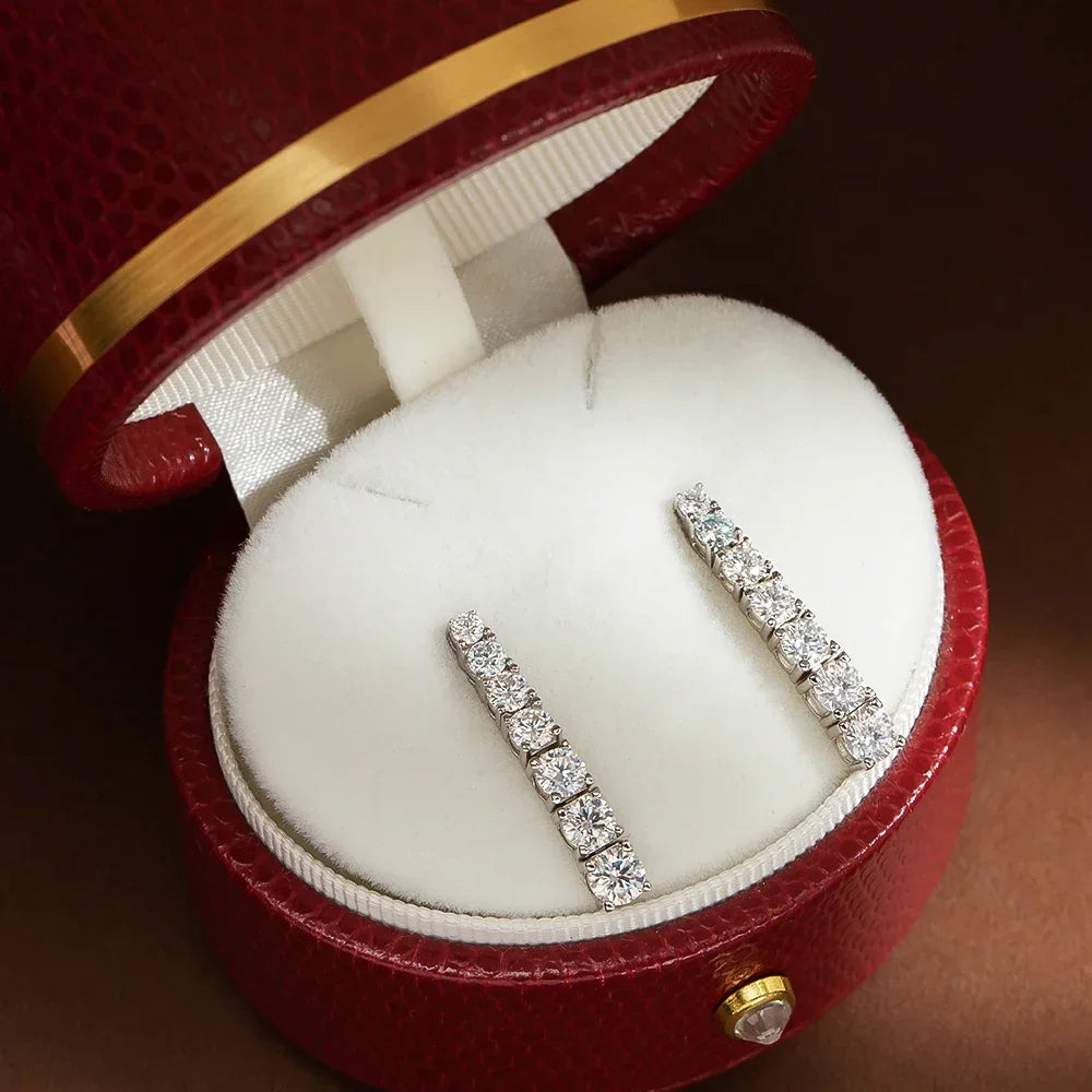 Light Luxury 925 Sterling Silver 2.82CT Moissanite Stone Earrings Long Tassel