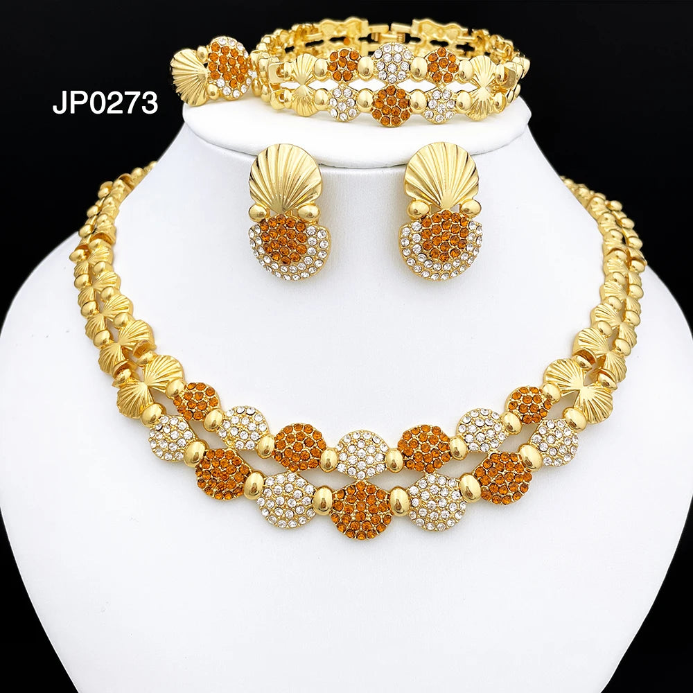 Elegant Italian 24K Gold Plated Jewelry 4pcs Set