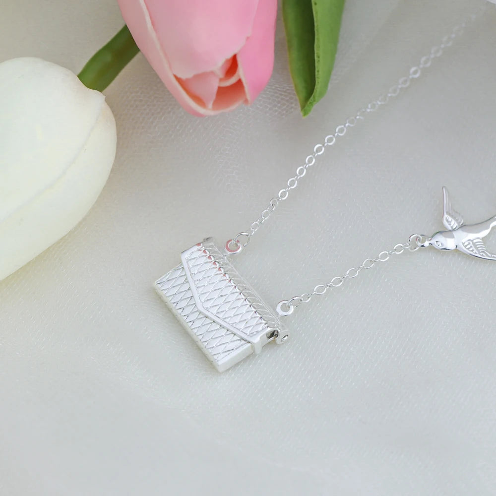 Envelope Pendant Necklace Custom your message or Photo Mail Pendant