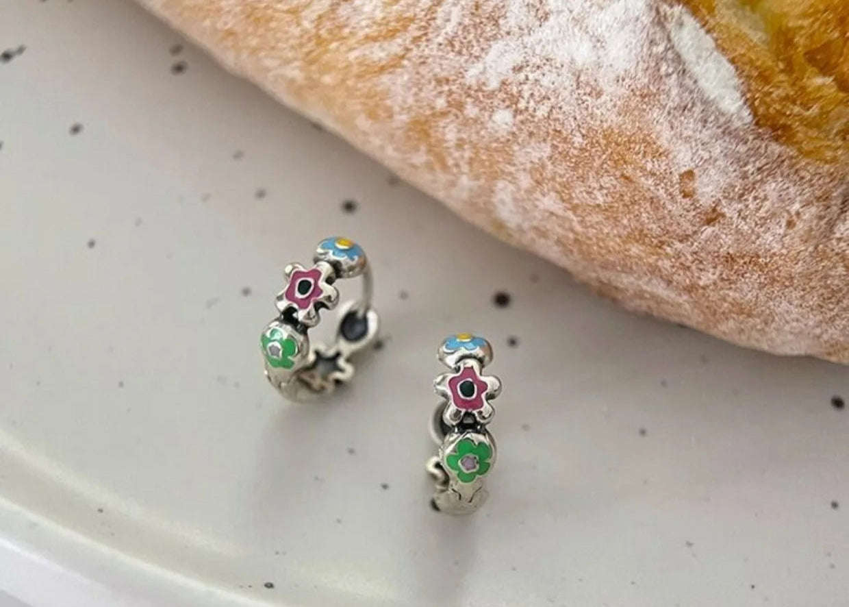 925 Sterling Silver Flower Drop Earrings Jewelry Gift For Women