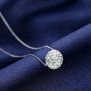 S925 Pure Silver Necklace – Elegant Crystal Ball Chain Design