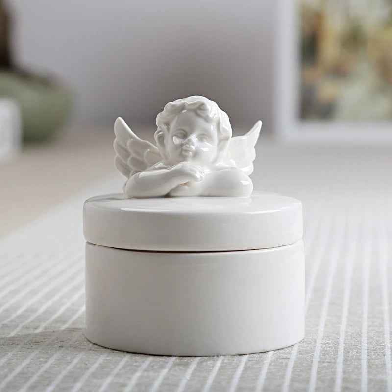 European Ceramic Angel Jewelry Box – Wedding Gift & Home Decor