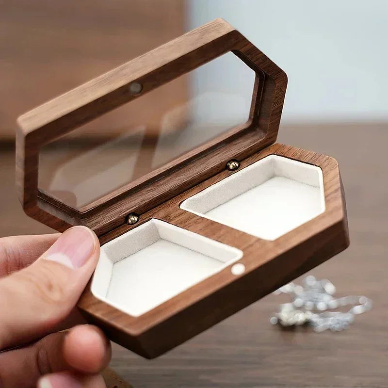 Custom Engraved Walnut Engagement Ring Box