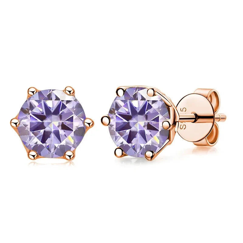 GRA Certified Moissanite S925 Stud Earrings 0.5ct–1ct D Color