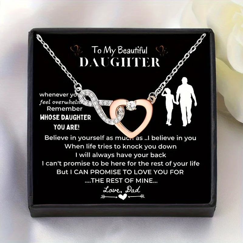 Elegant CZ Heart Infinity Symbol Pendant Necklace