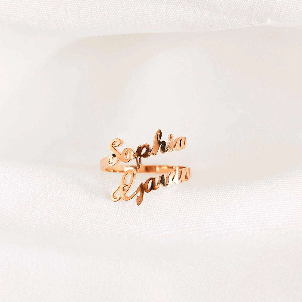 Valentine's Day Gift Personalized Customized Double Name Ring