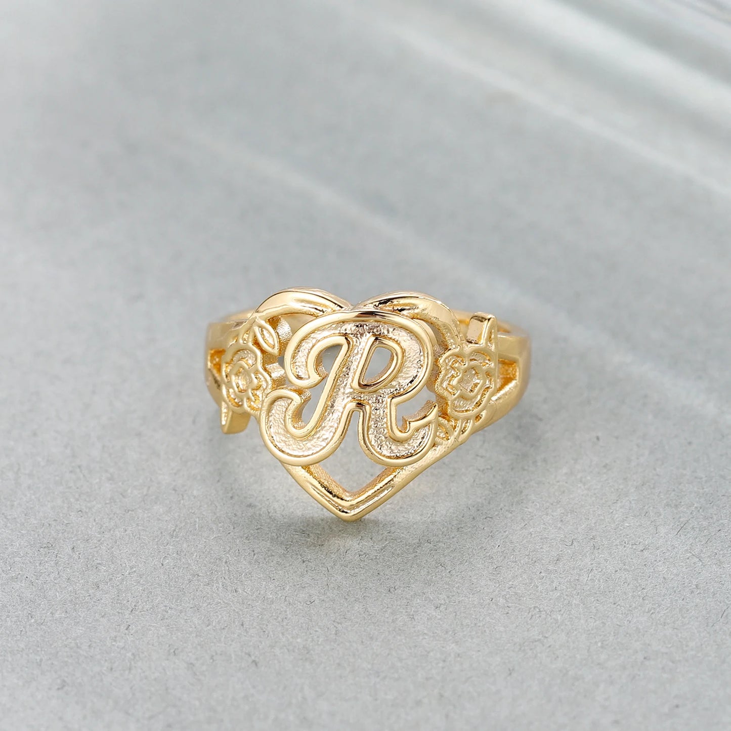 Uniqueura Custom Initials Heart Adjustable Ring – Fashion Jewelry for Women
