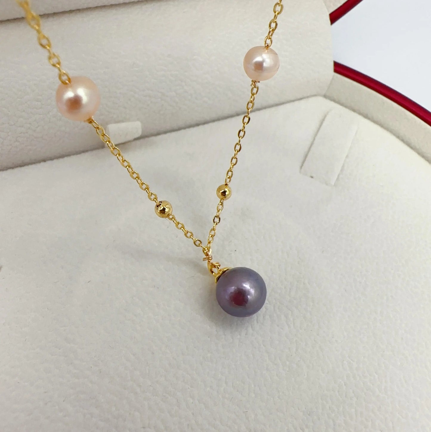 Pearl Necklace 18K Gold Plated Big Round Pearl Pendant Jewelry