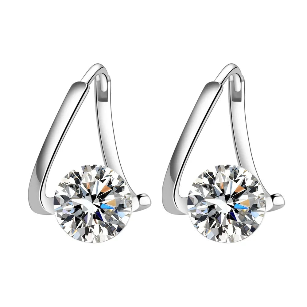 925 Sterling Silver Geometric Zircon Earrings for Women