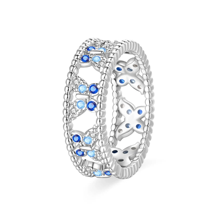 925 Silver Hollow Ring Size 6-9 Flower Sun Design