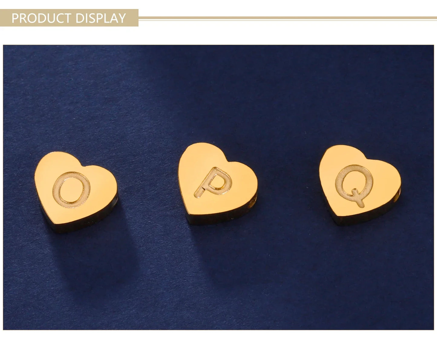 Initial Letter Heart Charm Stainless Steel Gold Color