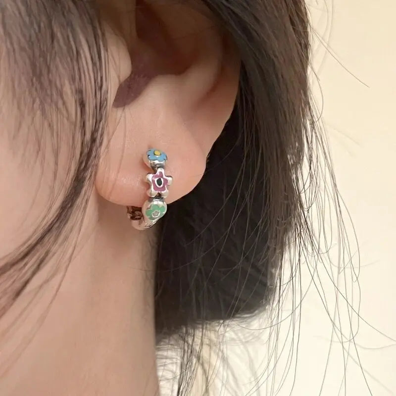 925 Sterling Silver Flower Drop Earrings Jewelry Gift For Women
