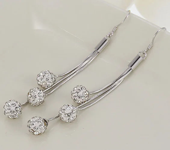 925 Sterling Silver Luxury Ball Tassel Earrings For Women