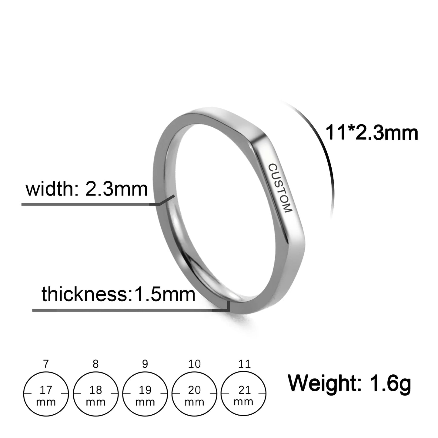 Name Date Customized Rings – Personalized Jewelry for Women Men Stainless Steel