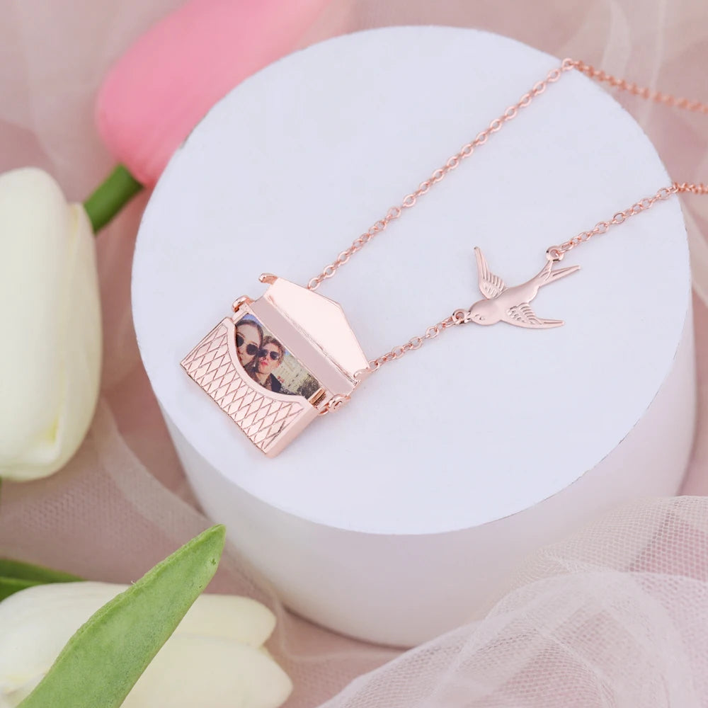 Envelope Pendant Necklace Custom your message or Photo Mail Pendant