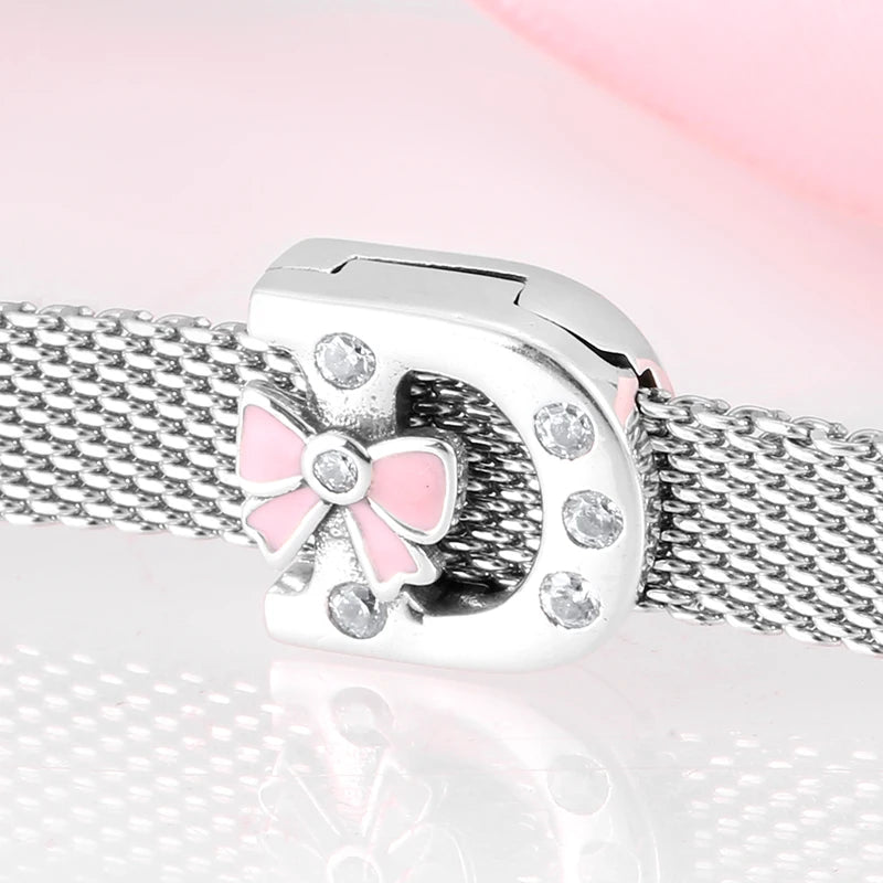 Top quality 925 Sterling Silver Letter A to Z Zircon clips Beads