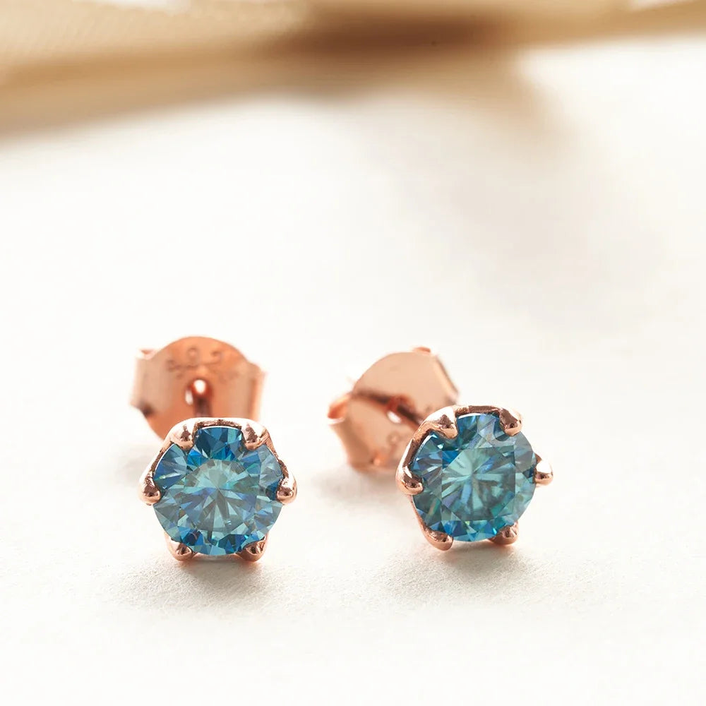 GRA Certified Moissanite S925 Stud Earrings 0.5ct–1ct D Color