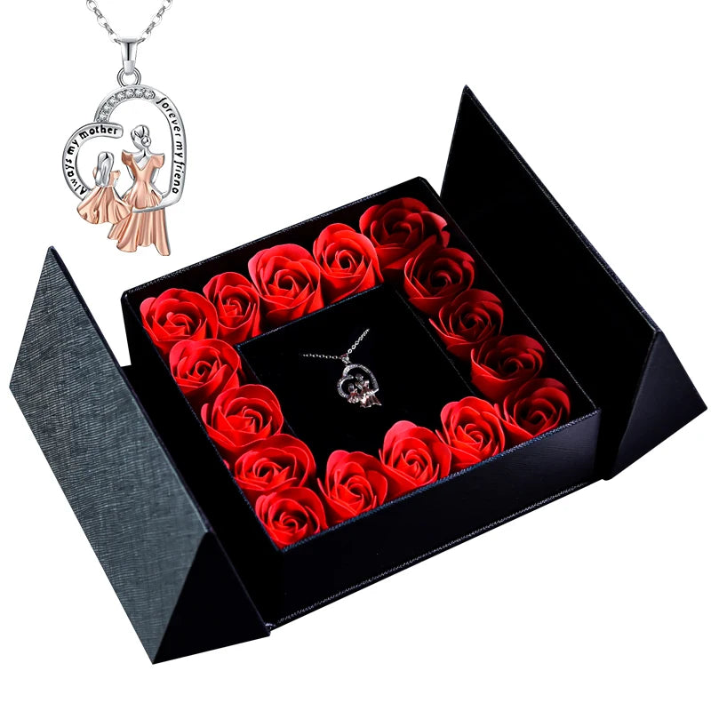 Elegant Pendant Necklace with Eternal Soap Rose Gift Box
