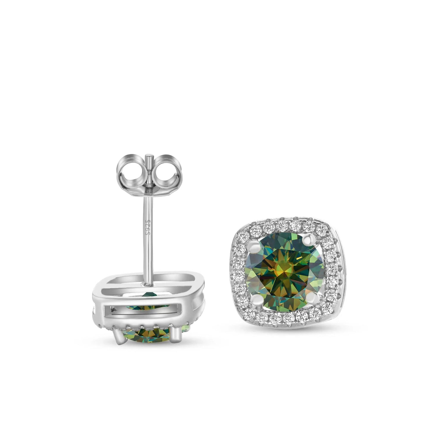 2 carat D Color 6.5mm Moissanite Stub Earrings S925 Sterling Silver Plate PT950