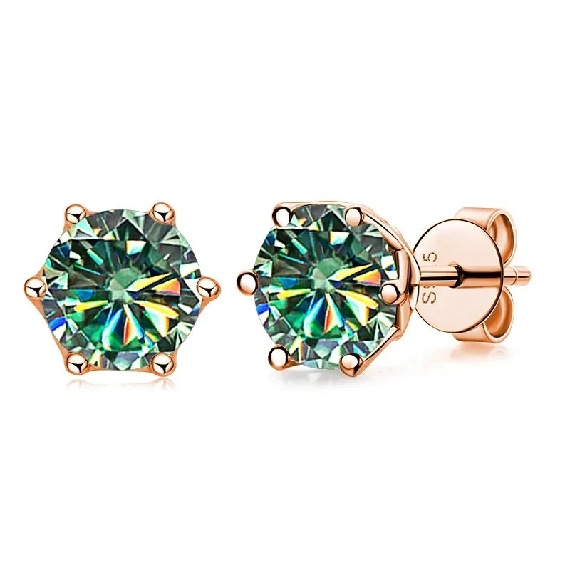 GRA Certified Moissanite S925 Stud Earrings 0.5ct–1ct D Color