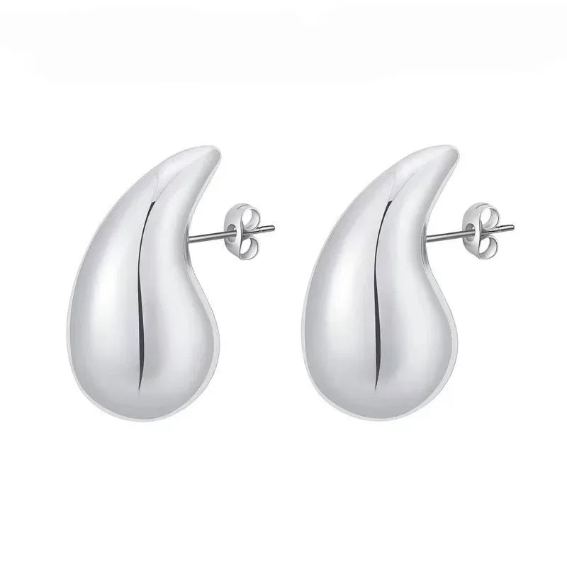 925 Sterling Silver 18K Gold Plated Chunky Teardrop Earrings