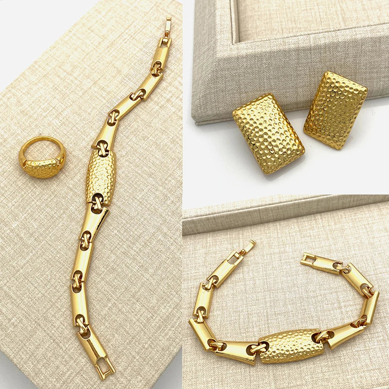 Italian Luxury 4-Piece Jewelry Set – Necklace, Earrings, Ring & Bracelet