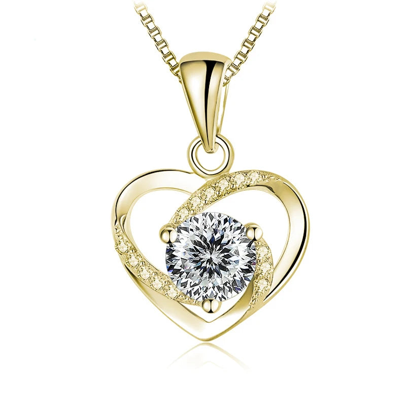 1 Carat Moissanite Pendant Necklace Silver Gold Color S925 Silver Jewelry