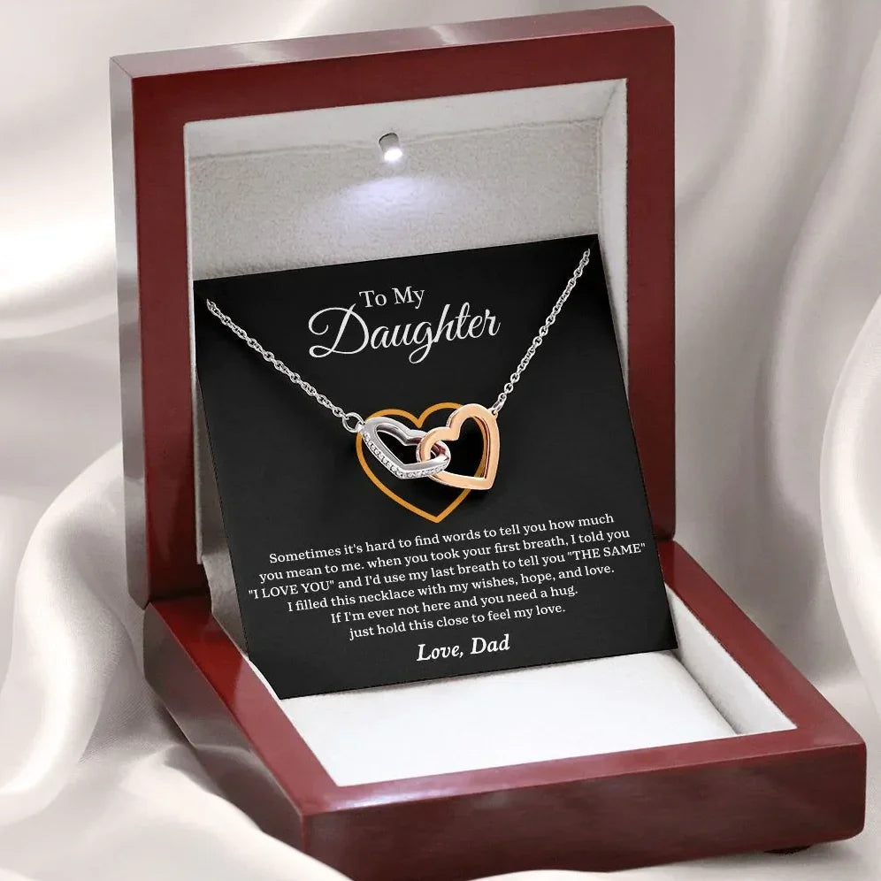 To My Daughter Interlock Heart Necklace – Gift from Dad
