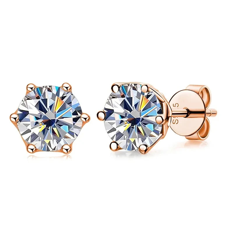 GRA Certified Moissanite S925 Stud Earrings 0.5ct–1ct D Color