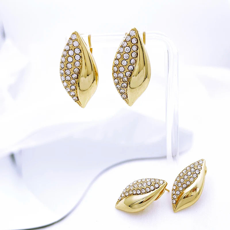 Gold-Tone Jewelry Set for Women – Luxury Dubai/Nigeria-Inspired Drop Pendant Necklace