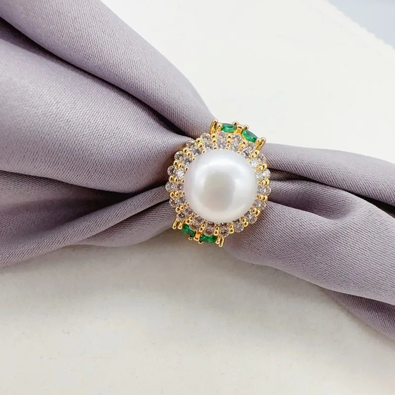 14K Gold Filled Freshwater Pearl Jewelry Set – Necklace, Earrings & Ring