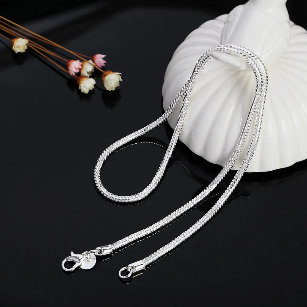 20-60cm 925 Sterling silver 3mm Snake Chain Necklace