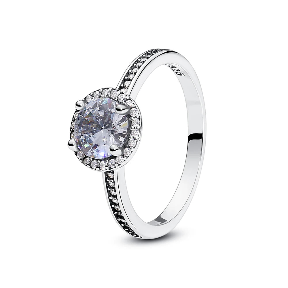 925 Sterling Silver Crown Crystal Ring in Rose Gold