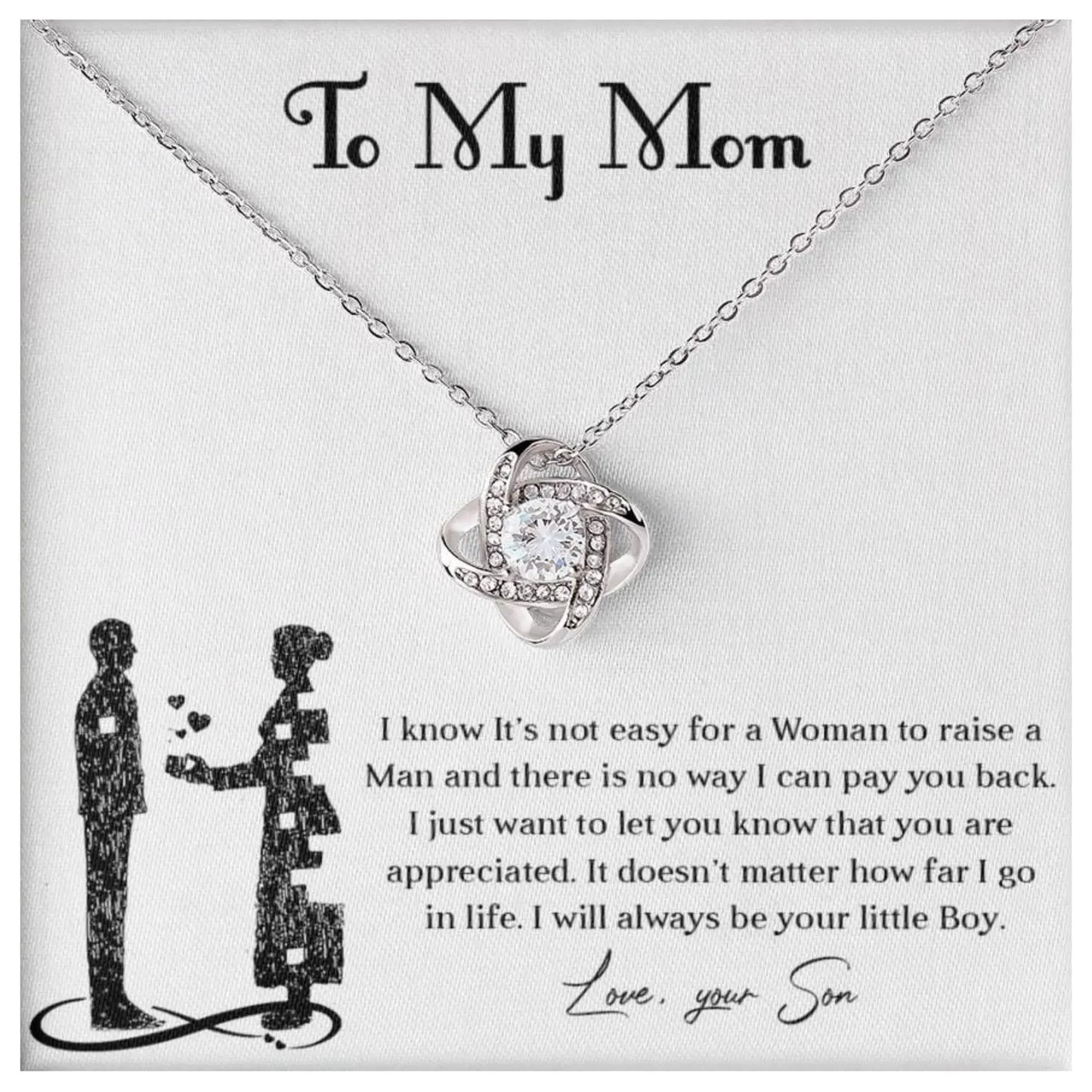 Heartfelt "I Love You" Stainless Steel Necklace From Son to Mom