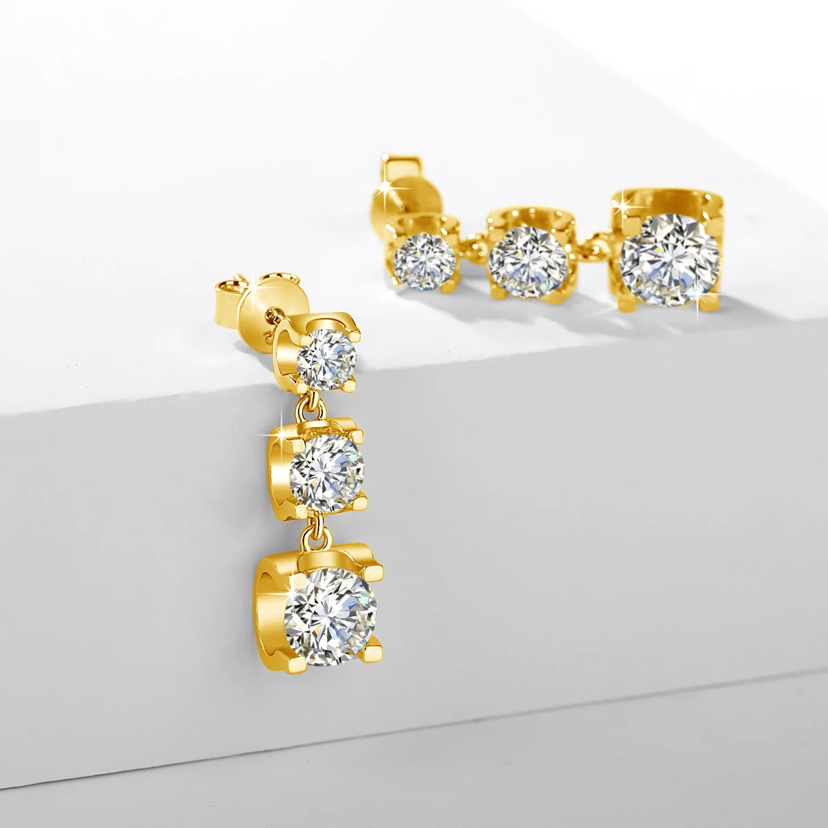 Full Moissanite Drop Earrings Gold Women D Color VVS1 Trending