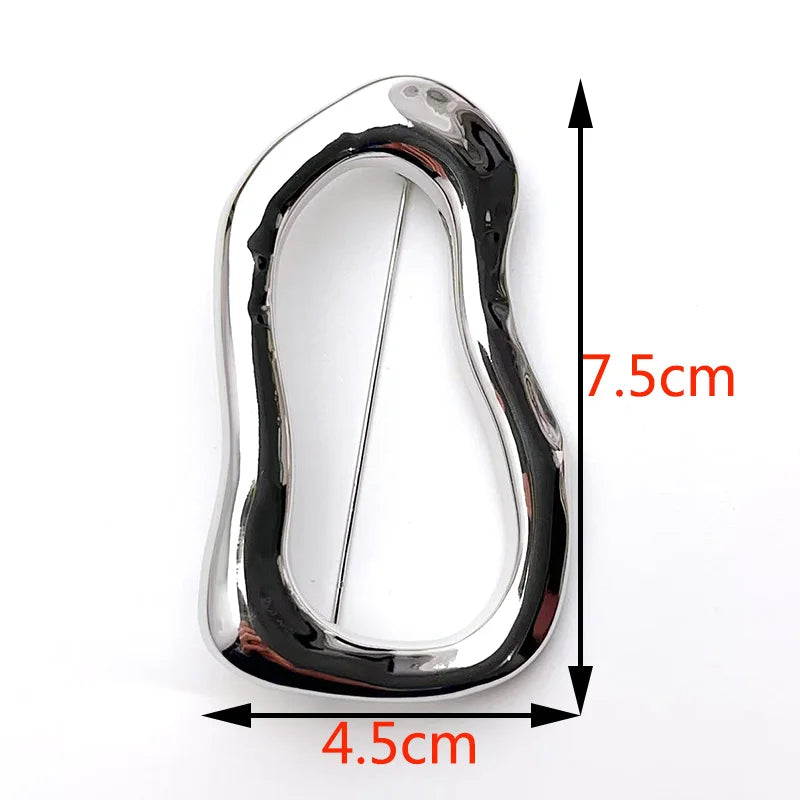 Exaggerated Irregular Oval Brooch Luxury Metal Pin for Women