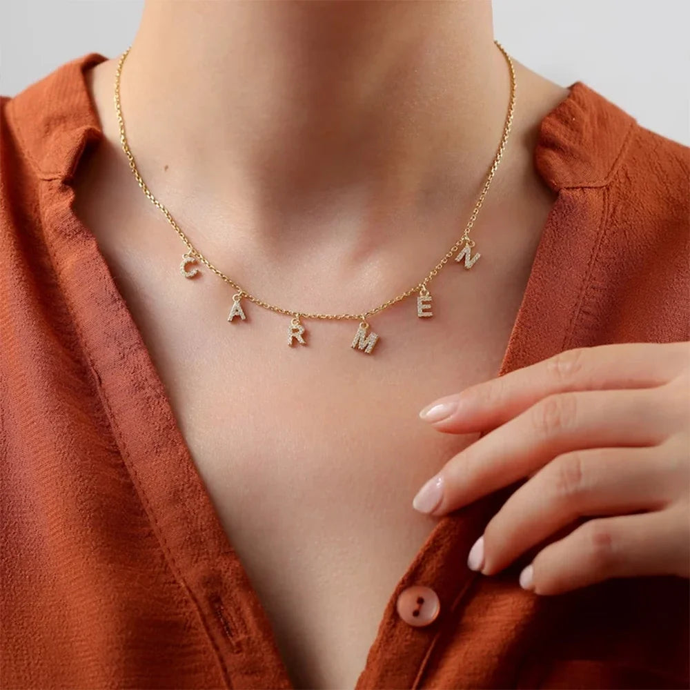 Personalized Letter Name Necklace Stainless Steel For Women