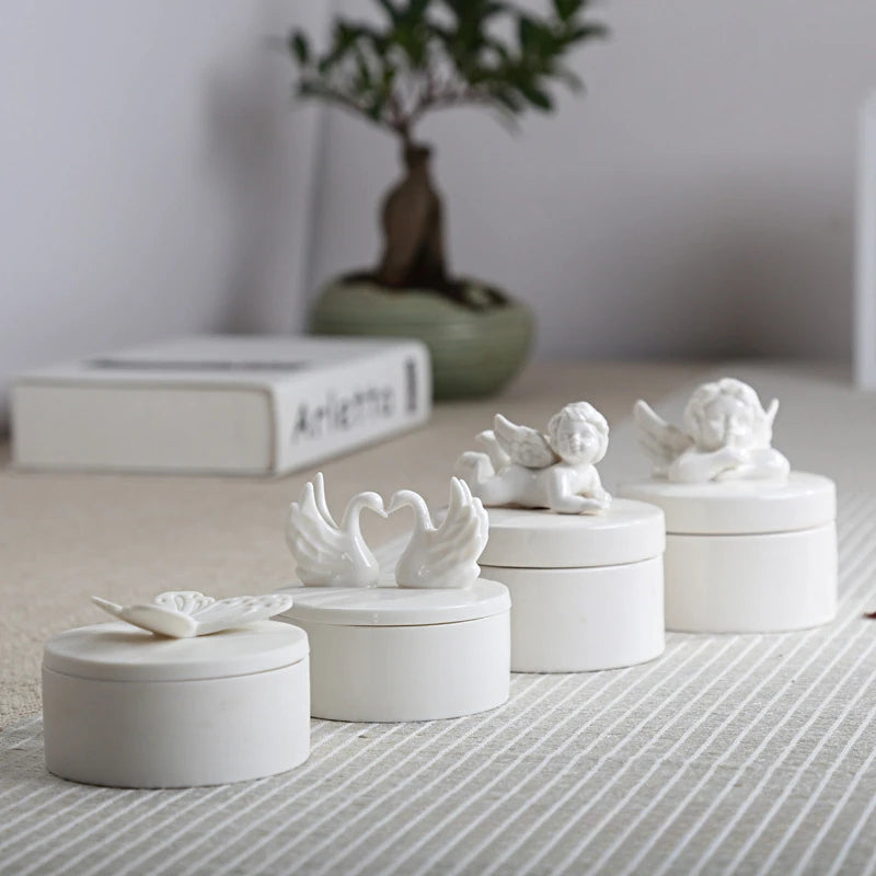 European Ceramic Angel Jewelry Box – Wedding Gift & Home Decor