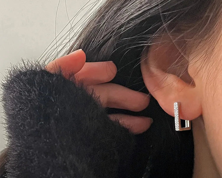 925 Sterling Silver Geometric Zircon Earrings for Women
