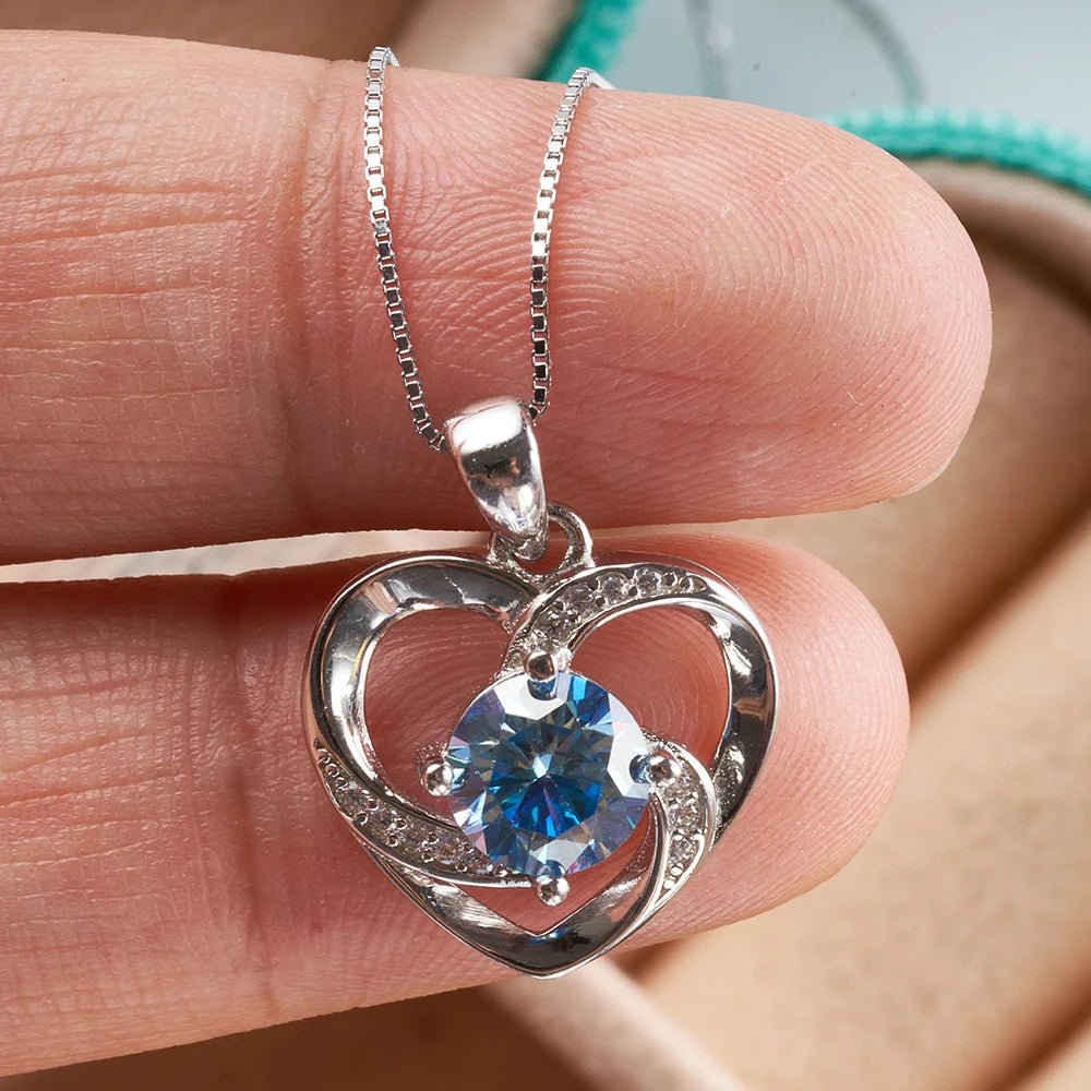 1 Carat Moissanite Pendant Necklace Silver Gold Color S925 Silver Jewelry