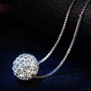 S925 Pure Silver Necklace – Elegant Crystal Ball Chain Design
