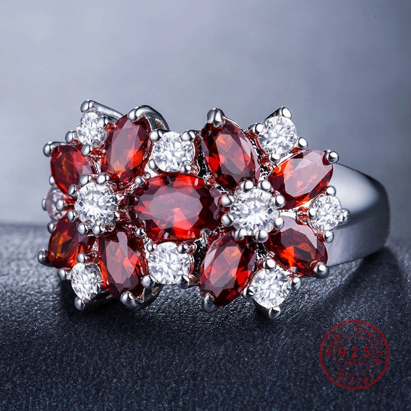 925 Sterling Silver Cubic Zirconia Crystal Ring for Women Jewelry Gifts