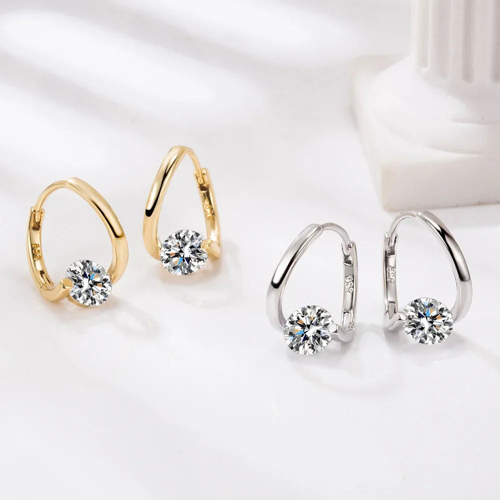 925 Sterling Silver Geometric Zircon Earrings for Women